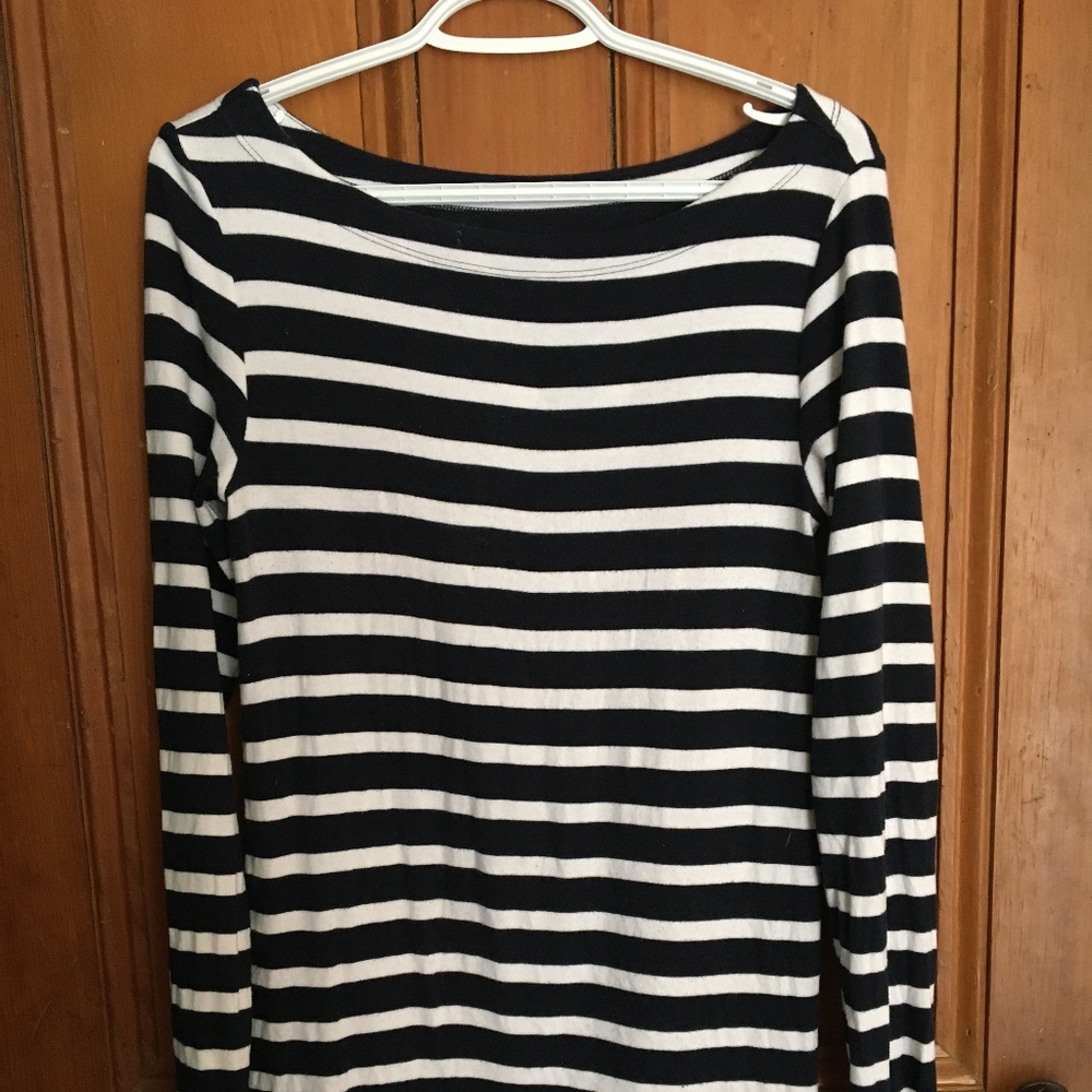 GAP Maternity Long Sleeve Striped Navy Boatneck